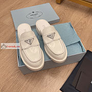 Prada Chocolate Brushed Leather Mules White 1D652M - 5