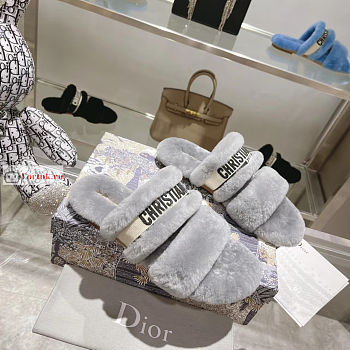 Dior Chez Moi Slide Shearling Grey KDQ734 