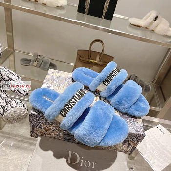 Dior Chez Moi Slide Shearling Blue KDQ734 