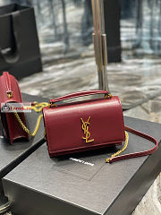 Ysl Sunset Wallet On Chain In Smooth Leather Rouge Red 533026 19x14x5.5cm - 4