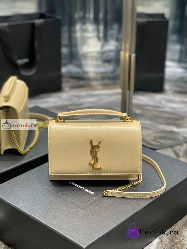 Ysl Sunset Wallet On Chain In Smooth Leather Light Beige 533026 19x14x5.5cm - 1