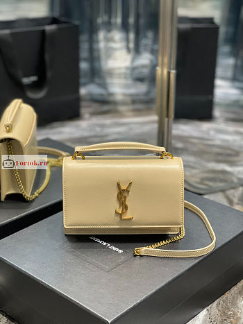 Ysl Sunset Wallet On Chain In Smooth Leather Light Beige 533026 19x14x5.5cm