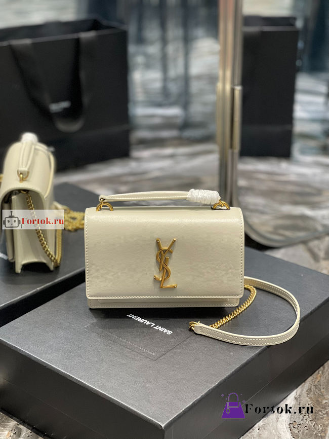 Ysl Sunset Wallet On Chain In Smooth Leather White 533026 19x14x5.5cm - 1