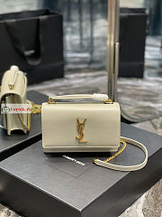 Ysl Sunset Wallet On Chain In Smooth Leather White 533026 19x14x5.5cm - 1