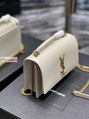 Ysl Sunset Wallet On Chain In Smooth Leather White 533026 19x14x5.5cm - 5