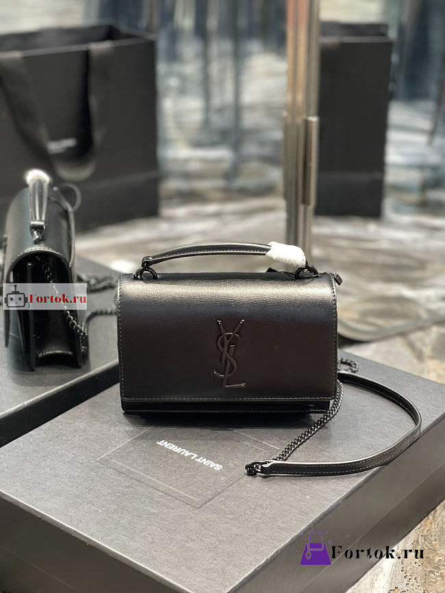 Ysl Sunset Wallet On Chain In Smooth Leather All Black 533026 19x14x5.5cm - 1