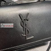 Ysl Sunset Wallet On Chain In Smooth Leather All Black 533026 19x14x5.5cm - 5