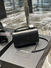 Ysl Sunset Wallet On Chain In Smooth Leather All Black 533026 19x14x5.5cm - 3