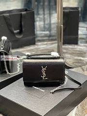 Ysl Sunset Wallet On Chain In Smooth Leather Silver-tone Black 533026 19x14x5.5cm - 1