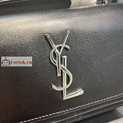 Ysl Sunset Wallet On Chain In Smooth Leather Silver-tone Black 533026 19x14x5.5cm - 5
