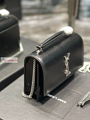 Ysl Sunset Wallet On Chain In Smooth Leather Silver-tone Black 533026 19x14x5.5cm - 3