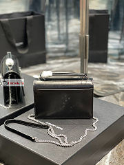 Ysl Sunset Wallet On Chain In Smooth Leather Silver-tone Black 533026 19x14x5.5cm - 2