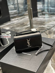 Ysl Sunset Wallet On Chain In Smooth Leather Silver-tone Black 533026 19x14x5.5cm - 4