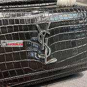 Ysl Sunset Wallet On Chain In Crocodile Leather Silver-tone Black 533026 19x14x5.5cm - 6
