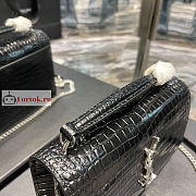 Ysl Sunset Wallet On Chain In Crocodile Leather Silver-tone Black 533026 19x14x5.5cm - 5