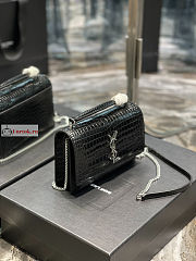 Ysl Sunset Wallet On Chain In Crocodile Leather Silver-tone Black 533026 19x14x5.5cm - 4