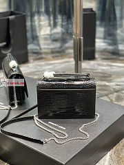 Ysl Sunset Wallet On Chain In Crocodile Leather Silver-tone Black 533026 19x14x5.5cm - 2