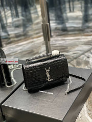 Ysl Sunset Wallet On Chain In Crocodile Leather Silver-tone Black 533026 19x14x5.5cm - 3