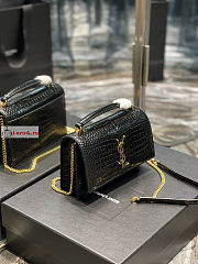 Ysl Sunset Wallet On Chain In Crocodile Leather Black 533026 19x14x5.5cm - 4