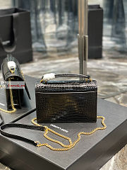 Ysl Sunset Wallet On Chain In Crocodile Leather Black 533026 19x14x5.5cm - 2