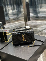 Ysl Sunset Wallet On Chain In Crocodile Leather Black 533026 19x14x5.5cm - 3