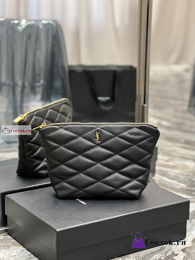 Ysl Sade Pouch In Quilted Leather Black 6967791 26x19x11cm - 1