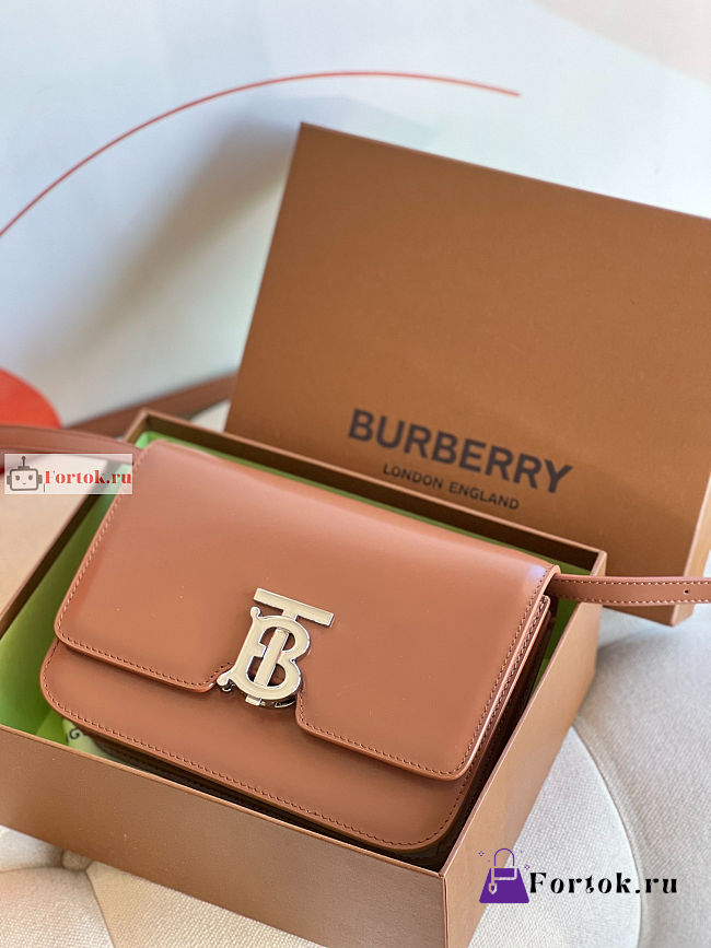Burberry Small TB Bag Leather Brown 21x6x16cm - 1
