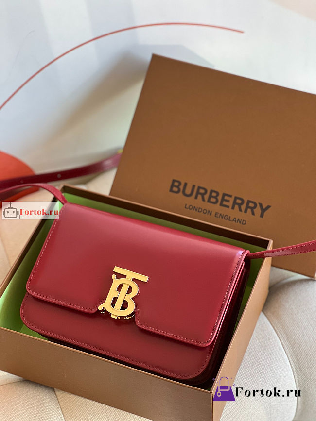 Burberry Small TB Bag Leather Red 21x6x16cm - 1