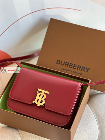 Burberry Small TB Bag Leather Red 21x6x16cm