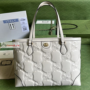 Gucci Medium GG Matelasse Leather Tote White 631685 38x28x14cm 