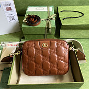Gucci GG Matelasse Leather Shoulder Bag Brown 702234 21.5x17x7.5cm - 1