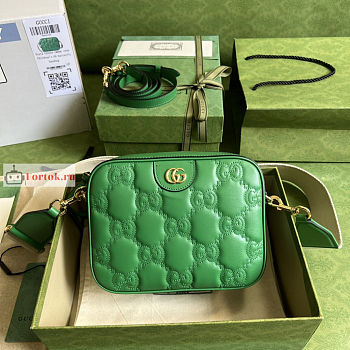 Gucci GG Matelasse Leather Shoulder Bag Green 702234 21.5x17x7.5cm