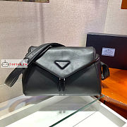 Prada Padded Nappa Leather Signaux Bag Black 1BC165 33cm - 1