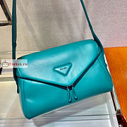 Prada Padded Nappa Leather Signaux Bag Peacock Blue 1BC165 33cm - 4