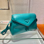 Prada Padded Nappa Leather Signaux Bag Peacock Blue 1BC165 33cm - 6