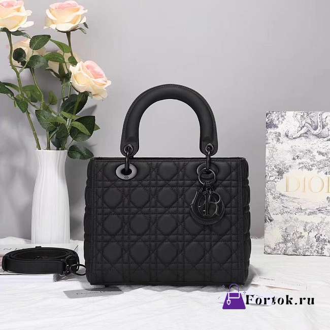 Dior Medium Lady Dior Bag Ultramatte Cannage All Black M0565 24cm - 1