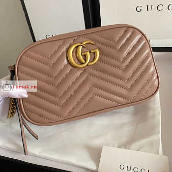 Gucci Small GG Marmont Matelasse Shoulder Bag Beige 447632 24x13x7cm