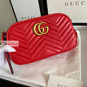 Gucci Small GG Marmont Matelasse Shoulder Bag Red 447632 24x13x7cm - 1