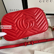 Gucci Small GG Marmont Matelasse Shoulder Bag Red 447632 24x13x7cm - 6