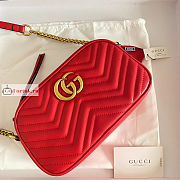 Gucci Small GG Marmont Matelasse Shoulder Bag Red 447632 24x13x7cm - 4