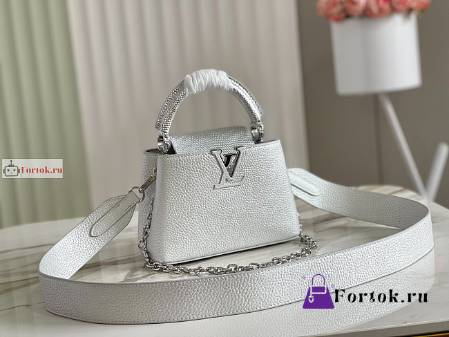 Louis Vuitton Mini Capucines Flower Chain Silver N80239 21x14x8cm - 1