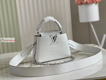 Louis Vuitton Mini Capucines Flower Chain Silver N80239 21x14x8cm