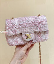 Chanel Mini Classic Flap Bag Tweed Pink A01116 20cm - 1