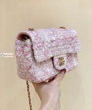 Chanel Mini Classic Flap Bag Tweed Pink A01116 20cm - 4