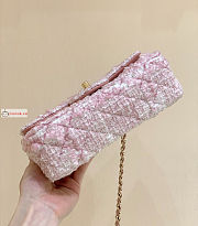 Chanel Mini Classic Flap Bag Tweed Pink A01116 20cm - 5