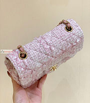 Chanel Mini Classic Flap Bag Tweed Pink A01116 20cm - 3