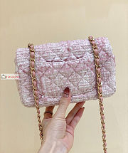 Chanel Mini Classic Flap Bag Tweed Pink A01116 20cm - 2