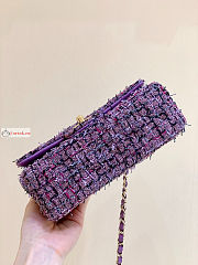 Chanel Mini Classic Flap Bag Tweed Purple A01116 20cm - 5
