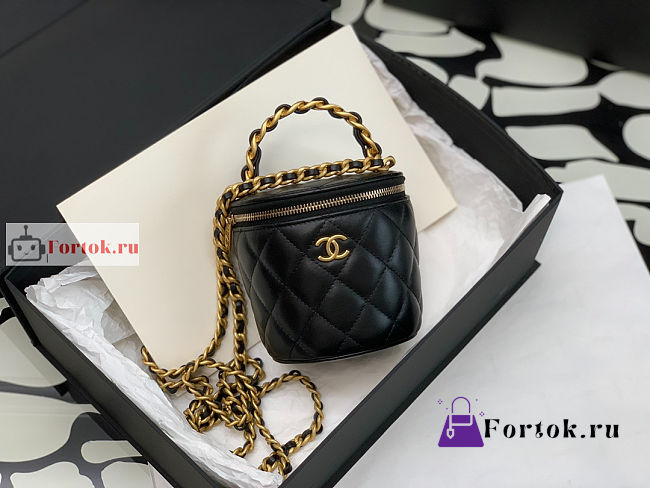 Chanel Vanity With Chain And Top Handle Black AP2873 10.5×11.5×10.5cm - 1