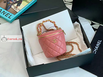 Chanel Vanity With Chain And Top Handle Coral Pink AP2873 10.5×11.5×10.5cm